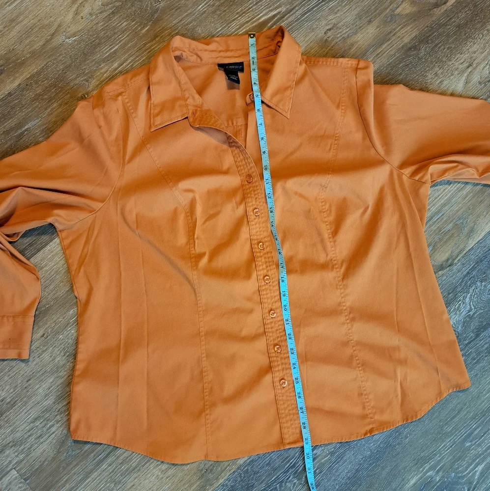 Orange Casual Button Down Shirt Lane Bryant Size 22/24 - Picture 4 of 5